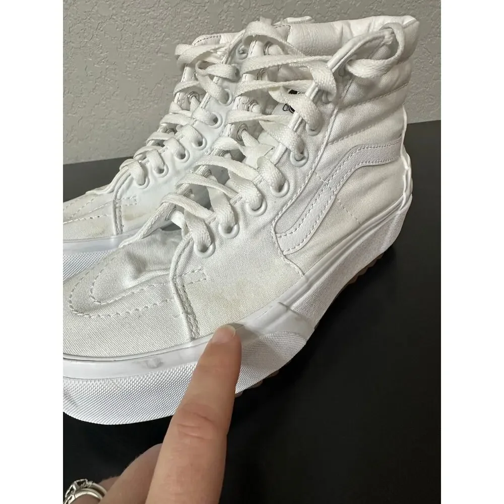 Vans Sk8 Hi Stacked High Top Platform Sneakers White Shoes Women 7 Skateboarding - Picture 8 of 16